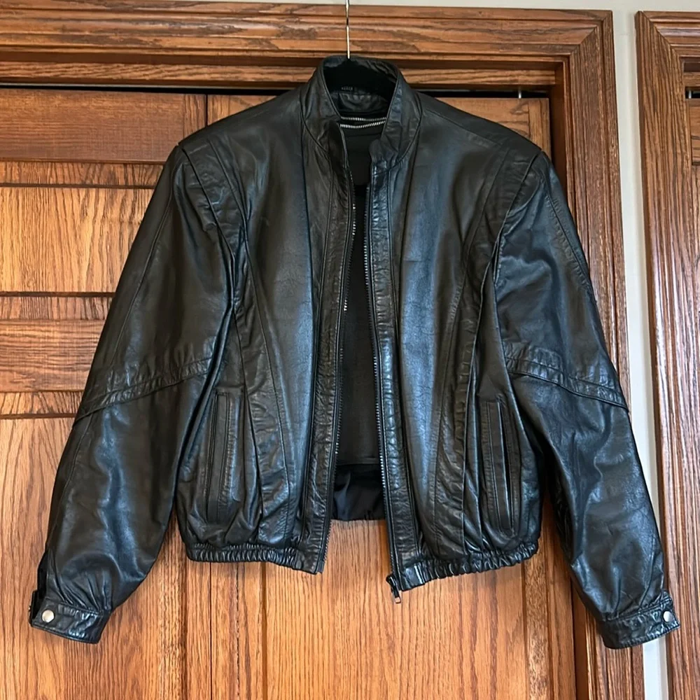 Wilsons Suede & Leather-Black Leather Jacket-Size 12-Excellent Condition - Picture 1 of 11